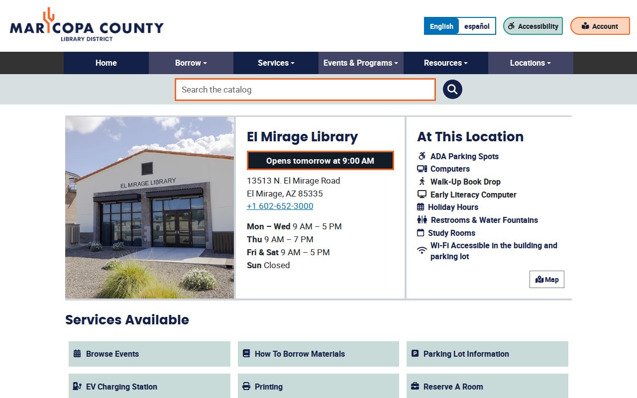 El Mirage city directory research access at El Mirage Library