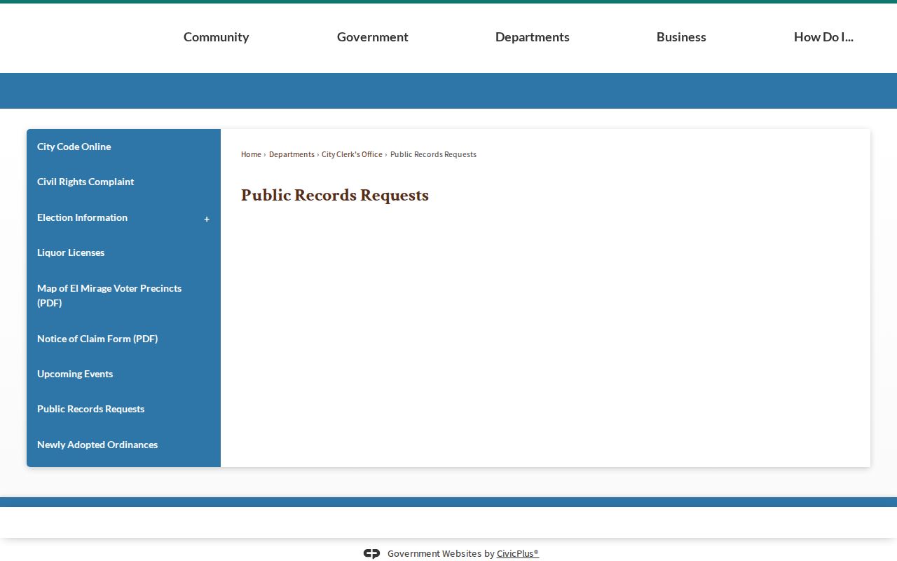 El Mirage residents directory public records request page
