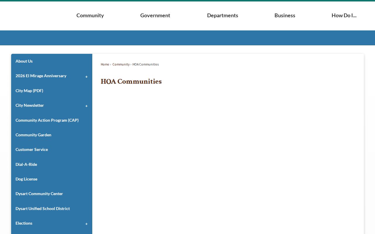 El Mirage neighbors HOA communities contact inventory