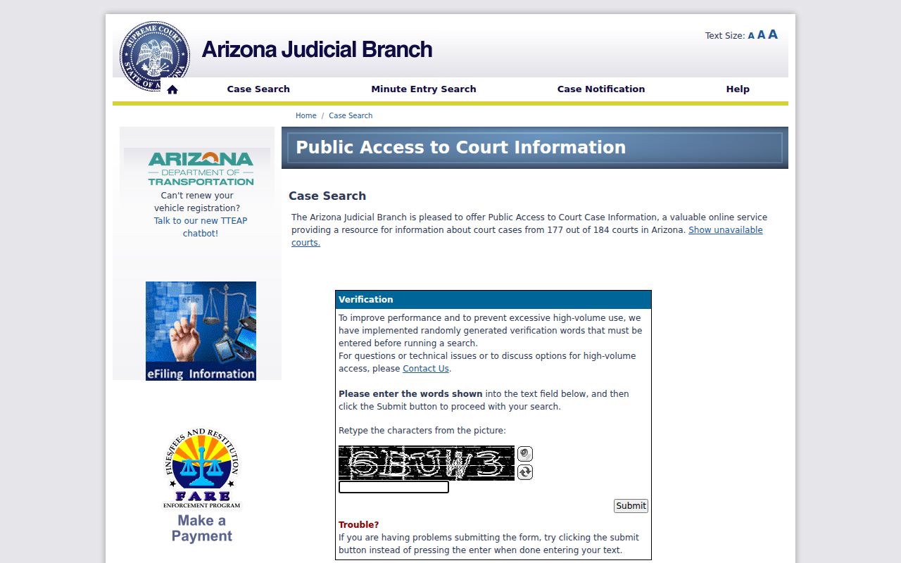 Arizona court search for an El Mirage resident lookup