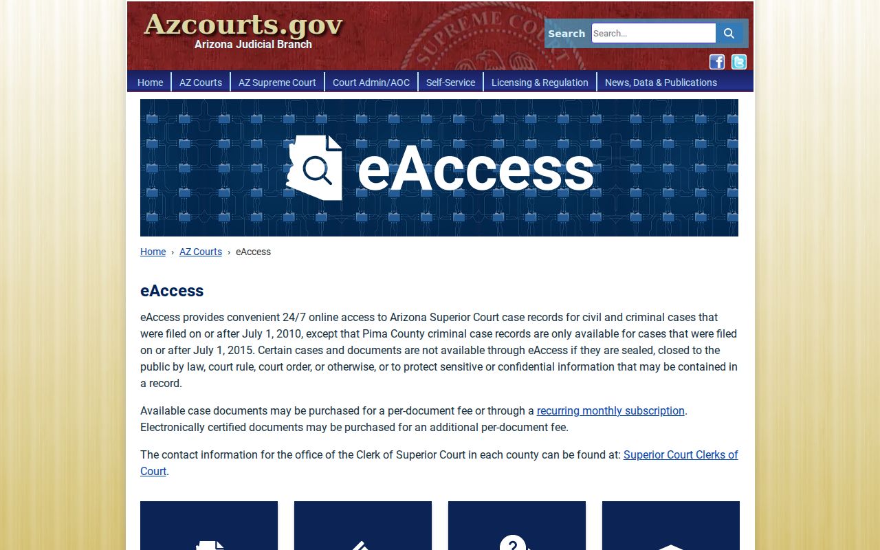Arizona eAccess documents for El Mirage resident lookup verification