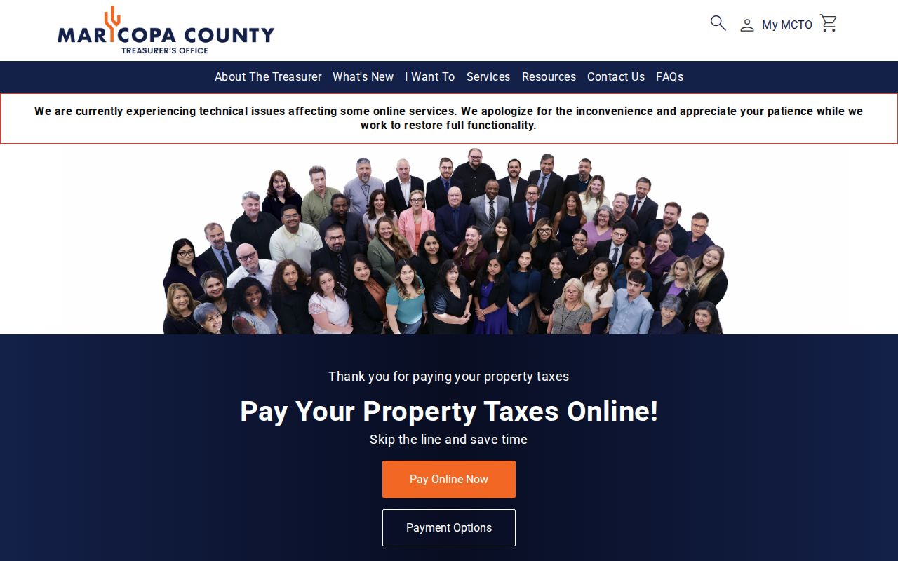 El Mirage street directory view of the Maricopa County Treasurer property tax portal
