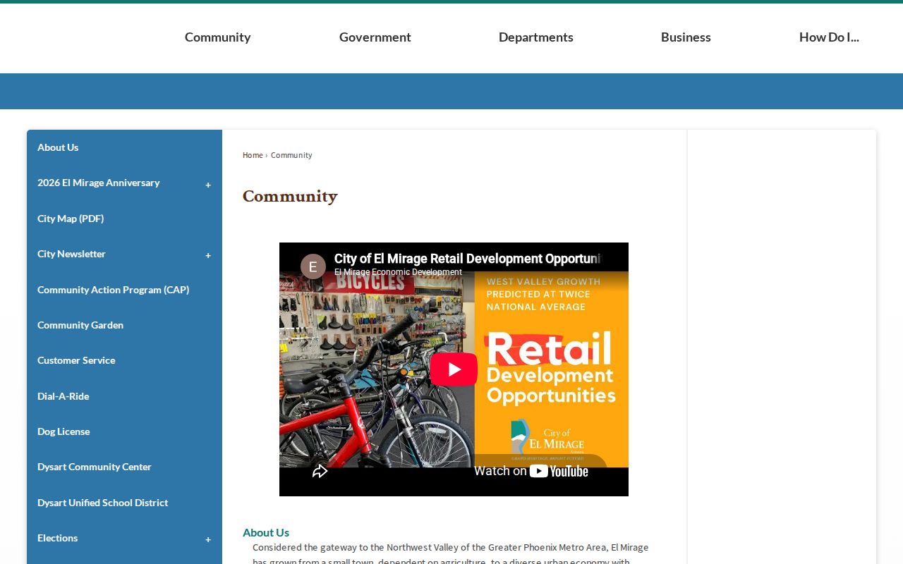 El Mirage ZIP code directory municipal community context